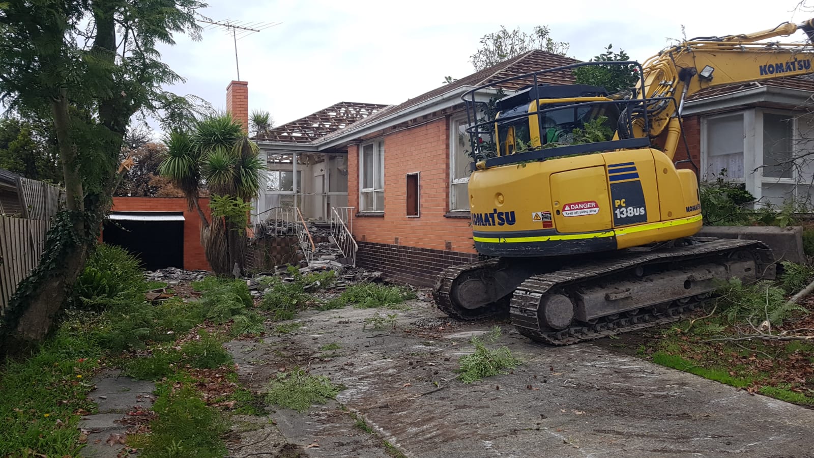 Residential demolition work being carried out on site